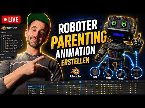 RTV - Livestream - Blender Parenting Animation f&uuml;r 2 Robots No Goal