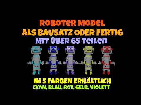 Roboter Model als Bausatz oder fertig- in 5 Farben - 65 Teile - 256 Variationen - Jetzt erh&auml;ltlich